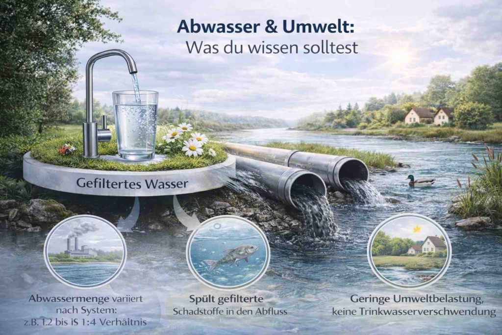 Infografik über Abwasser bei Osmoseanlagen und wie Konzentratwasser Rückstände aus der Membran spült